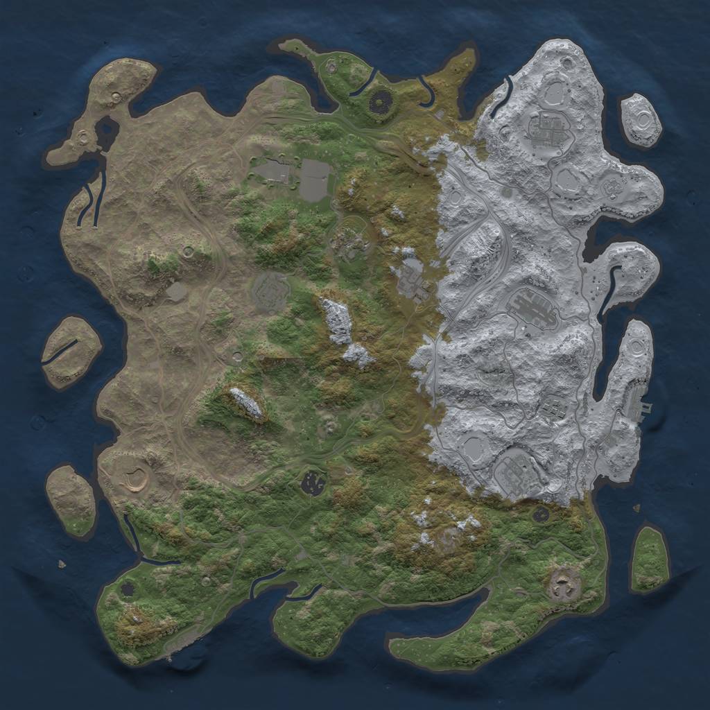 Rust Map: Procedural Map, Size: 4500, Seed: 1767652891, 18 Monuments