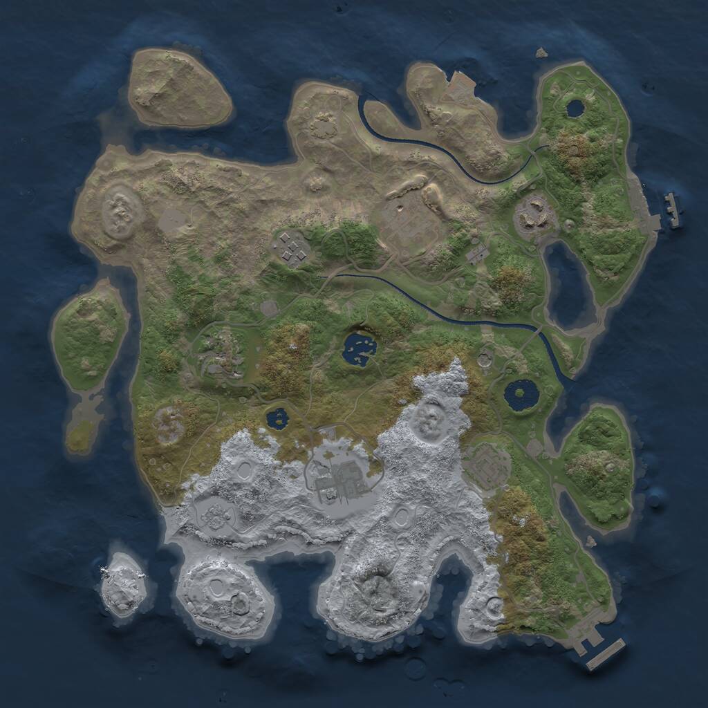 Rust Map: Procedural Map, Size: 3250, Seed: 1889236302, 13 Monuments