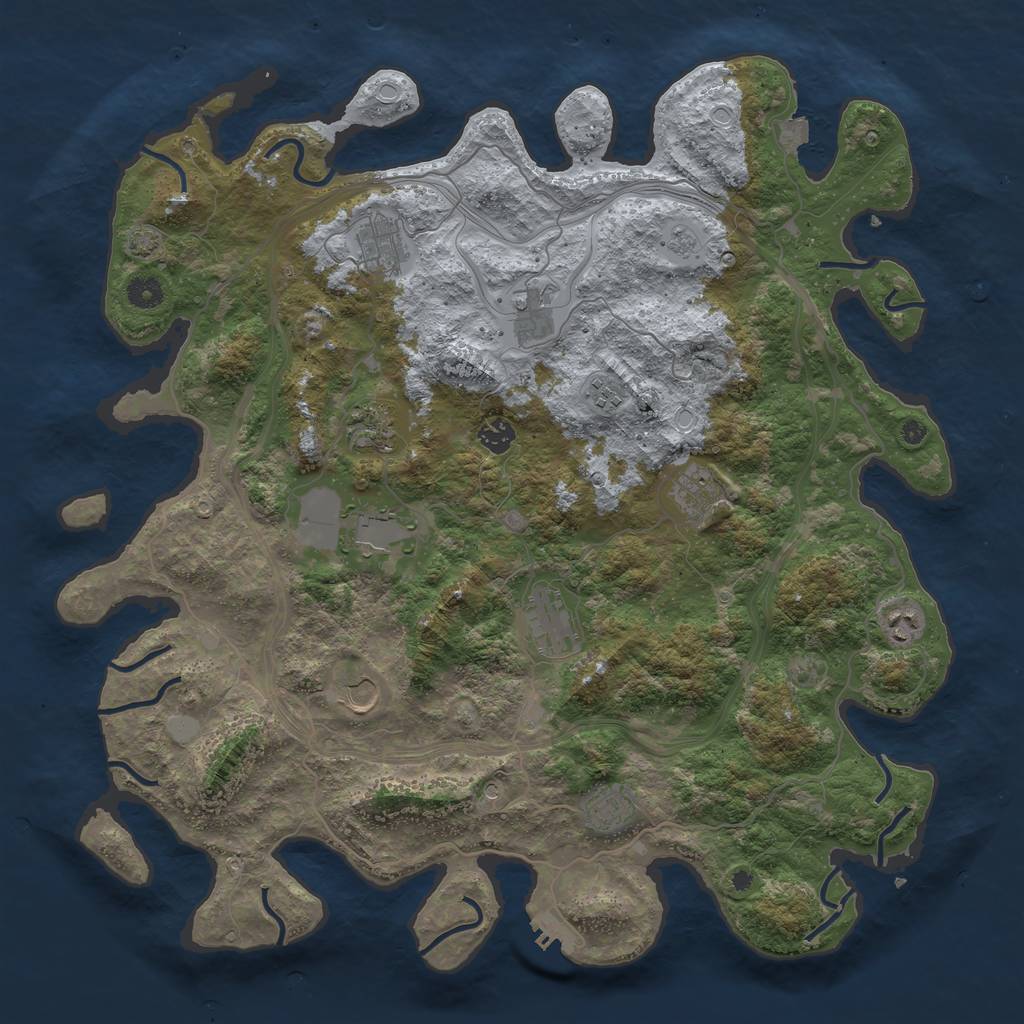 Rust Map: Procedural Map, Size: 4450, Seed: 111111, 18 Monuments