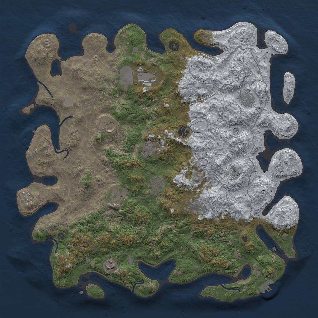 Rust Map: Procedural Map, Size: 4500, Seed: 1390668628, 19 Monuments