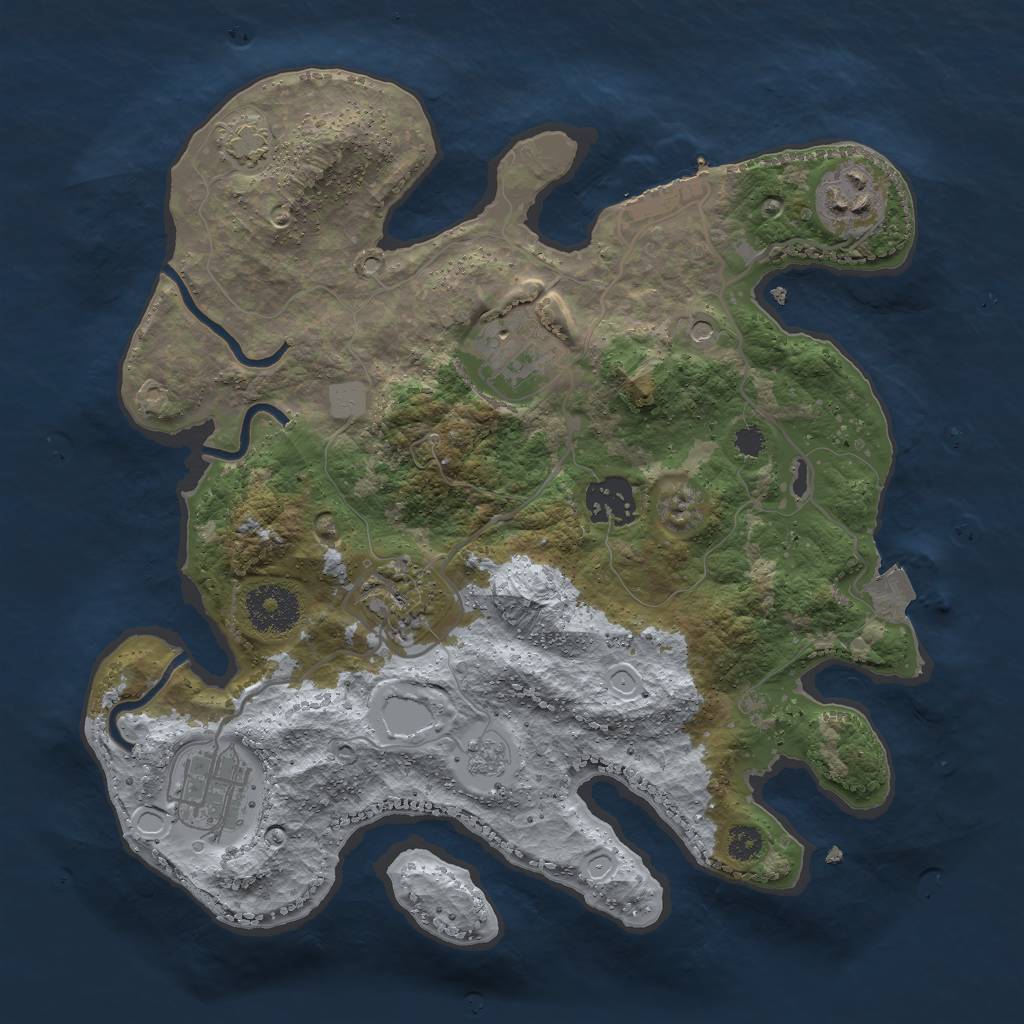 Rust Map: Procedural Map, Size: 3000, Seed: 1415276563, 12 Monuments
