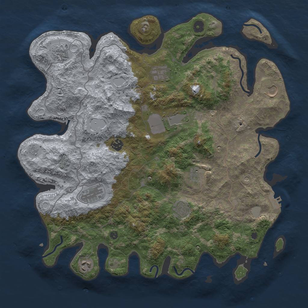 Rust Map: Procedural Map, Size: 4000, Seed: 115580790, 16 Monuments