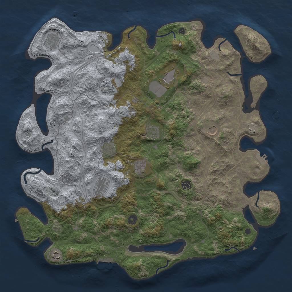 Rust Map: Procedural Map, Size: 4500, Seed: 2309859, 18 Monuments