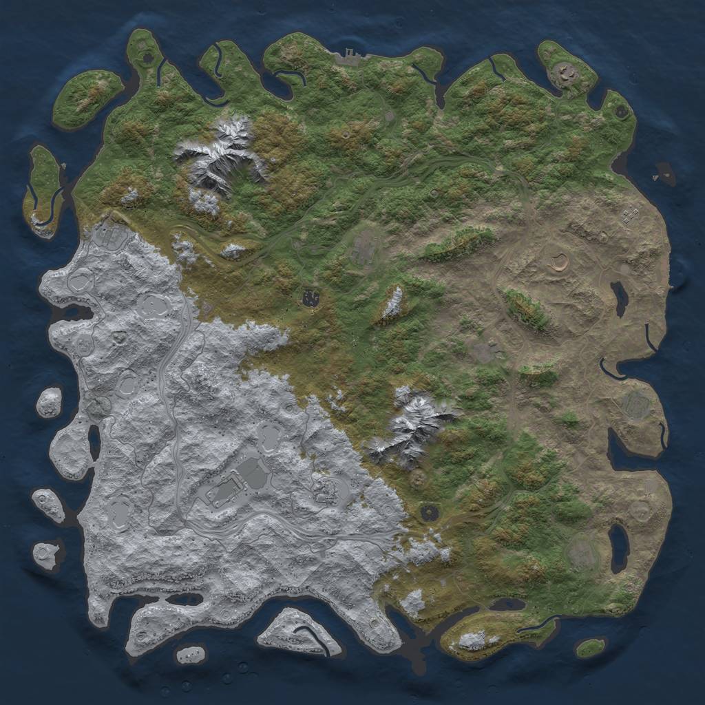 Rust Map: Procedural Map, Size: 6000, Seed: 11370427, 18 Monuments