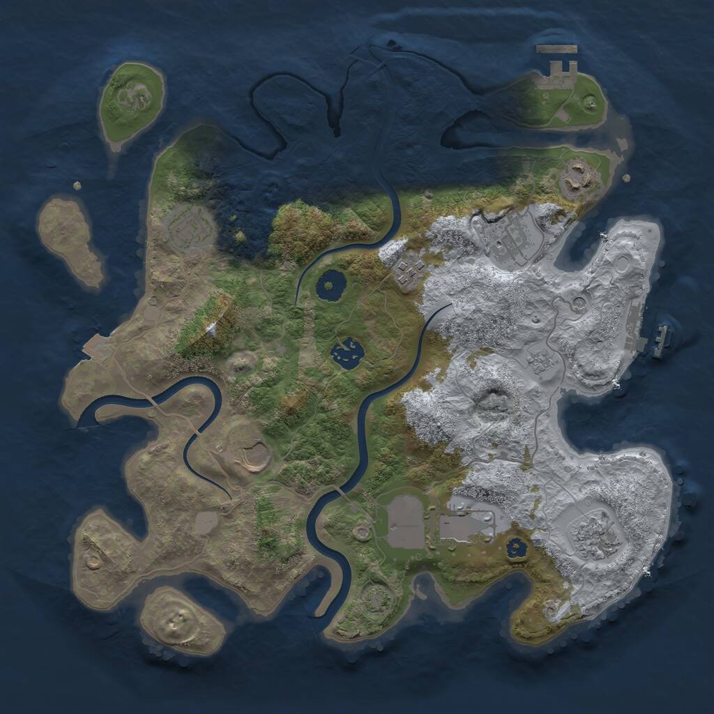 Rust Map: Procedural Map, Size: 3500, Seed: 645184477, 14 Monuments