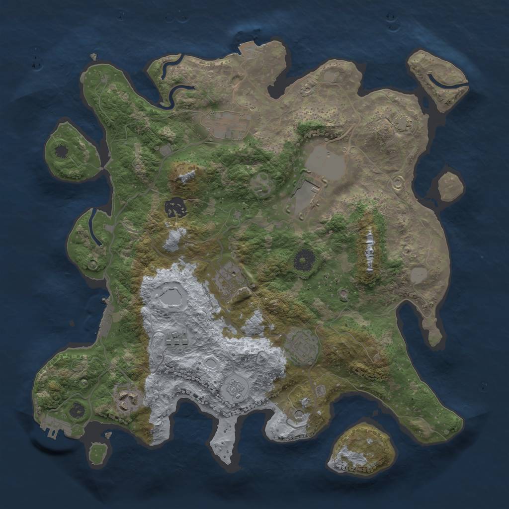 Rust Map: Procedural Map, Size: 3500, Seed: 599036178, 15 Monuments