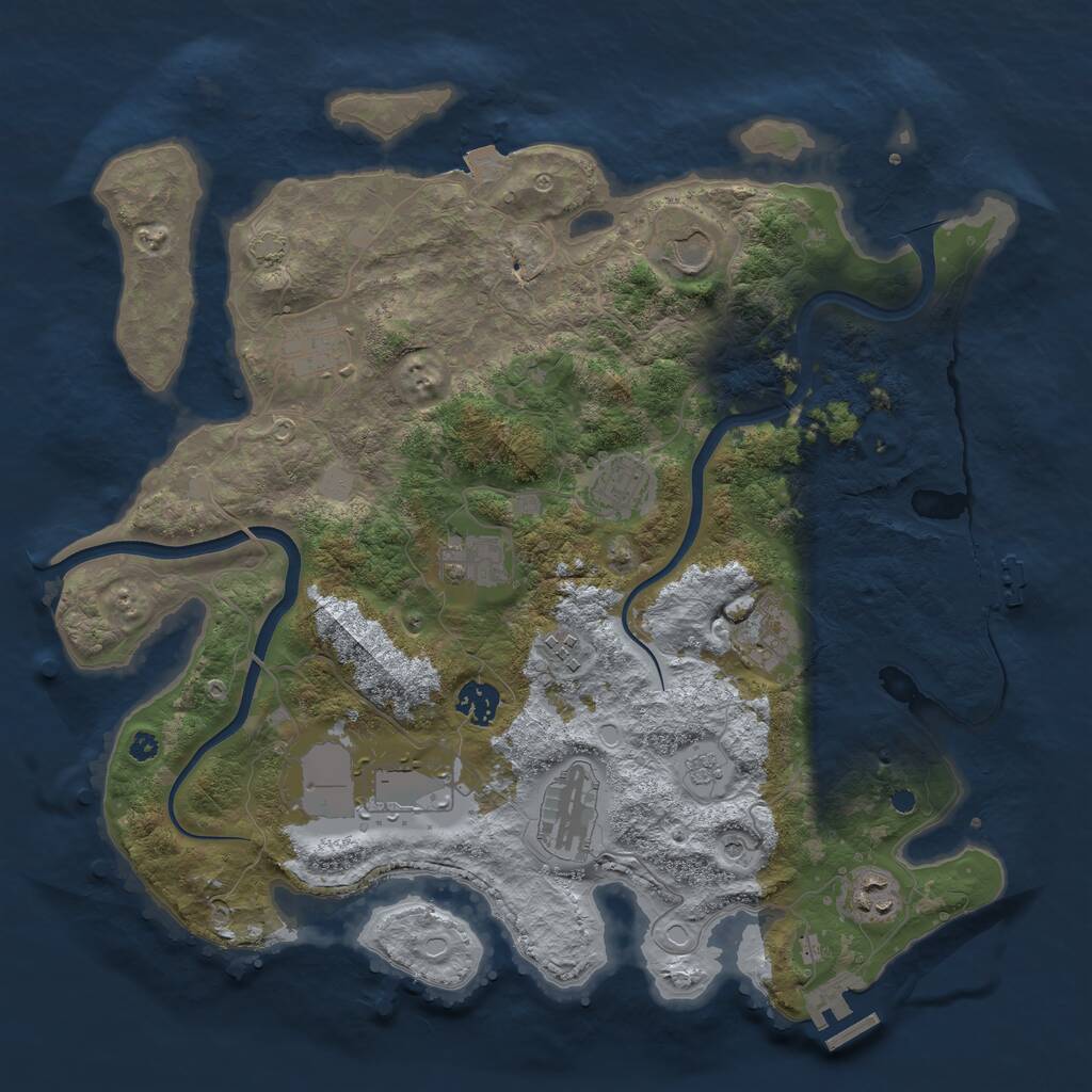 Rust Map: Procedural Map, Size: 3800, Seed: 404923103, 16 Monuments