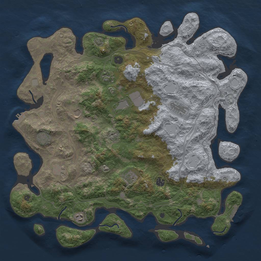 Rust Map: Procedural Map, Size: 4500, Seed: 901998401, 18 Monuments