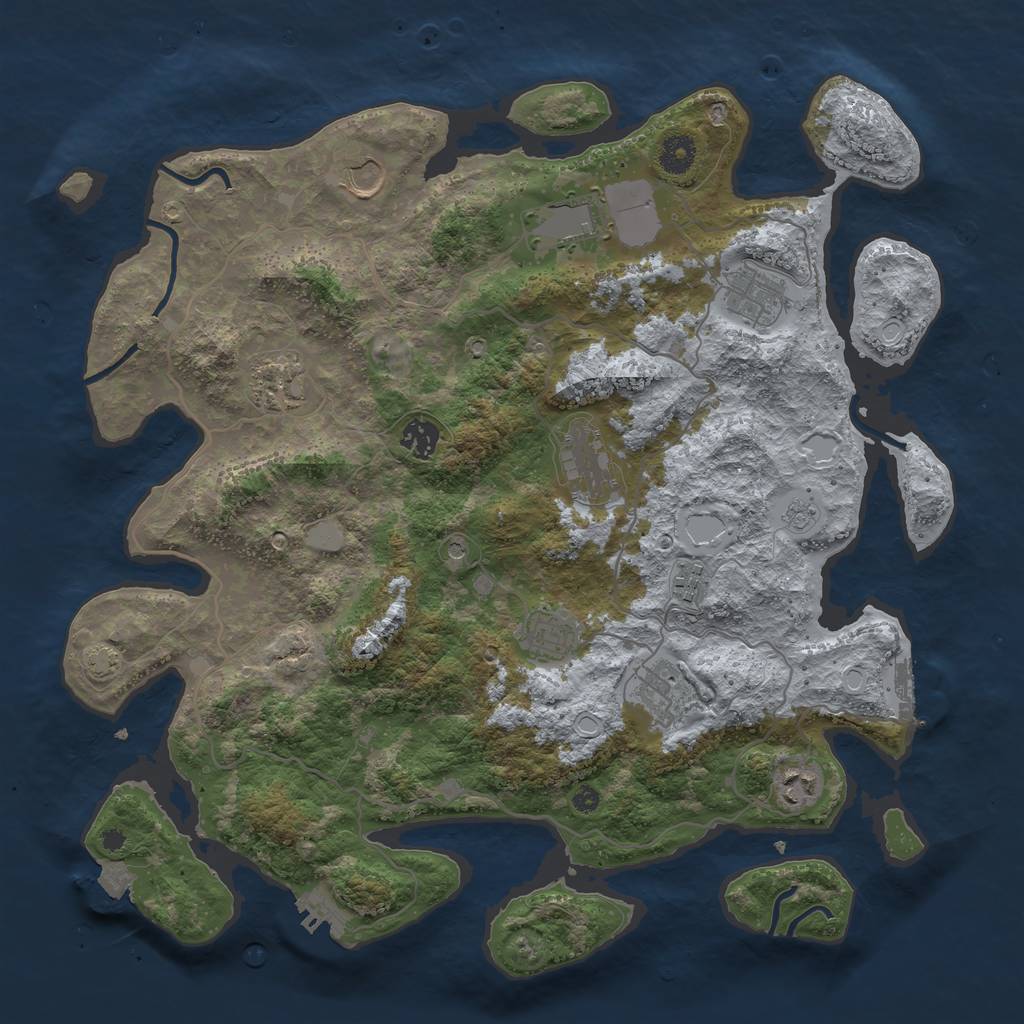 Rust Map: Procedural Map, Size: 4000, Seed: 719795486, 18 Monuments