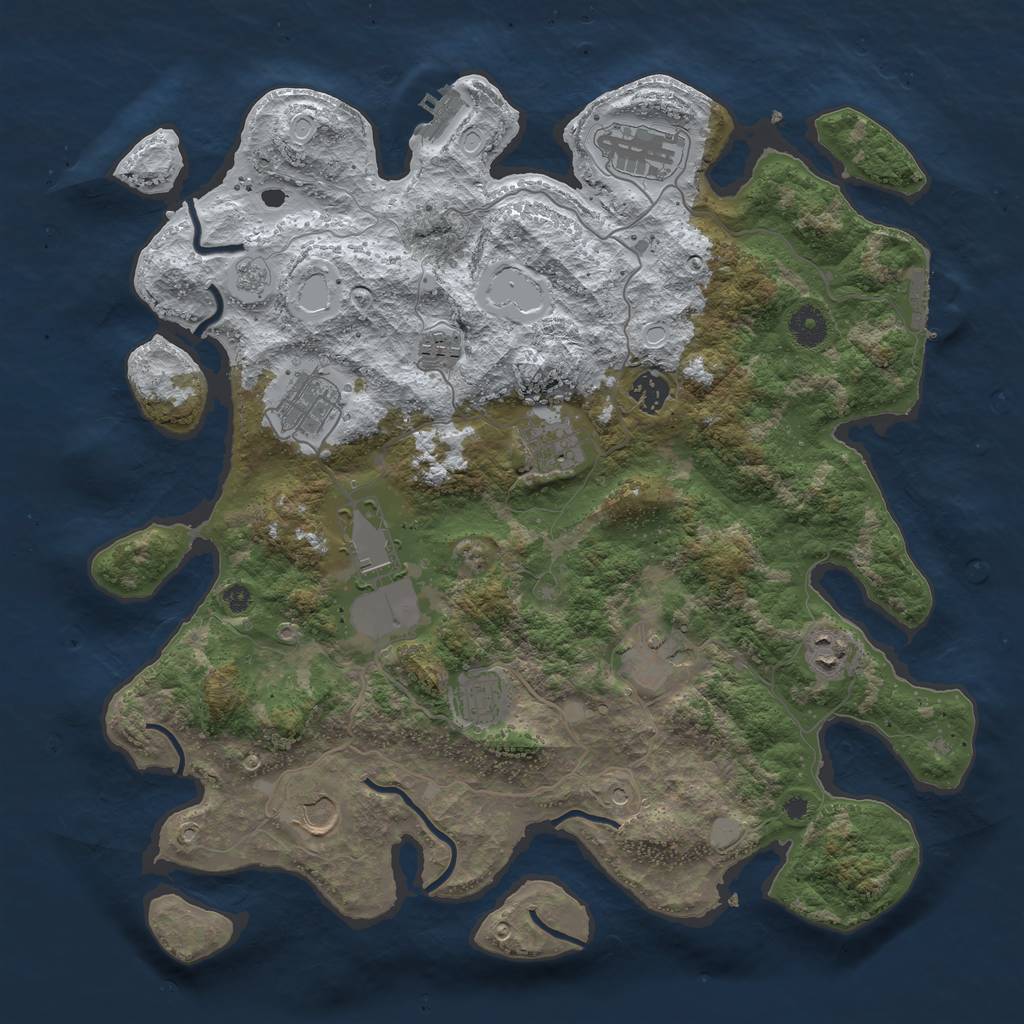 Rust Map: Procedural Map, Size: 3950, Seed: 136743027, 19 Monuments