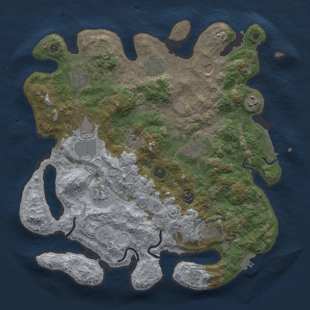 Rust Map: Procedural Map, Size: 3850, Seed: 1214216972, 17 Monuments