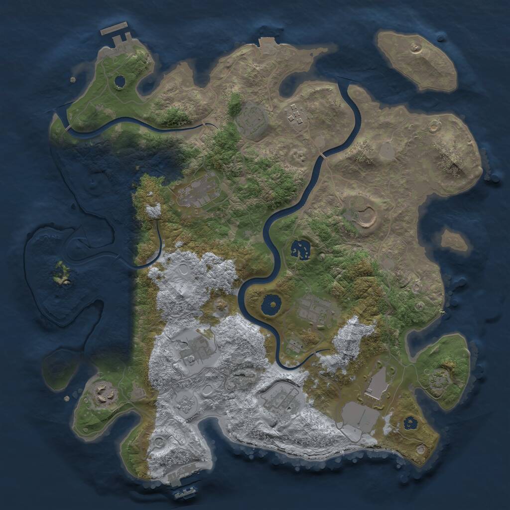 Rust Map: Procedural Map, Size: 3700, Seed: 3800, 16 Monuments