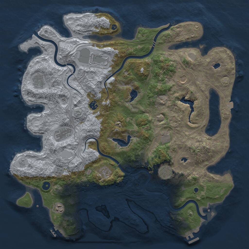 Rust Map: Procedural Map, Size: 4500, Seed: 46, 16 Monuments
