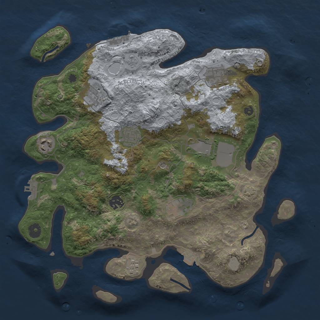 Rust Map: Procedural Map, Size: 3500, Seed: 360351338, 16 Monuments