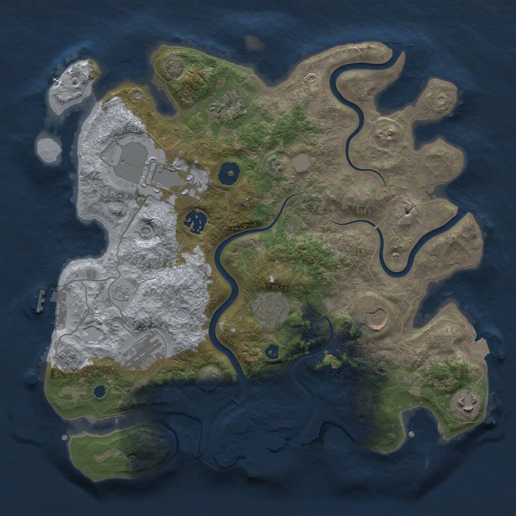 Rust Map: Procedural Map, Size: 3500, Seed: 944347362, 14 Monuments