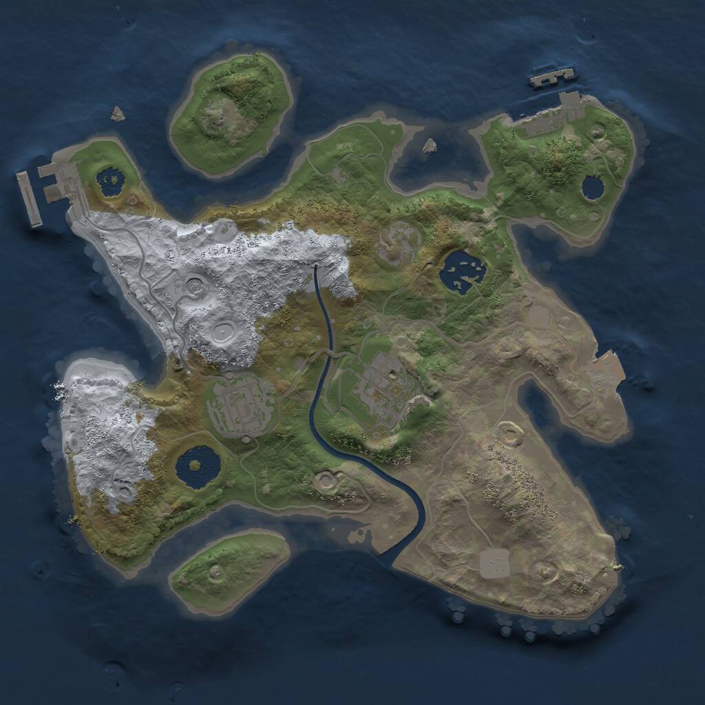 Rust Map: Procedural Map, Size: 2500, Seed: 601685299, 7 Monuments