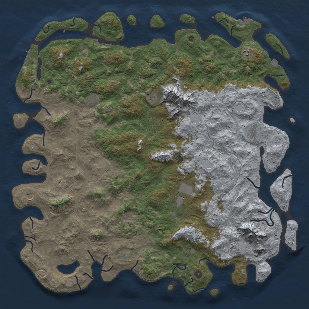 Rust Map: Procedural Map, Size: 6000, Seed: 621690430, 19 Monuments