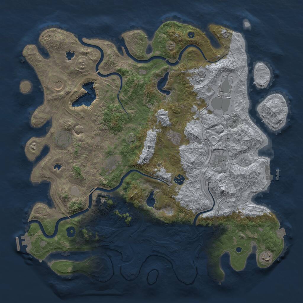 Rust Map: Procedural Map, Size: 4500, Seed: 54377017, 16 Monuments