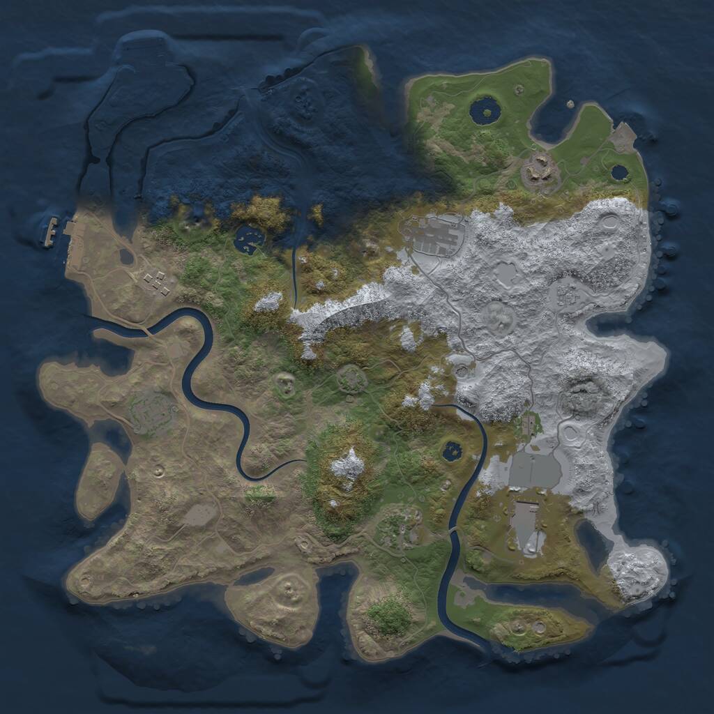 Rust Map: Procedural Map, Size: 3700, Seed: 1423051602, 13 Monuments