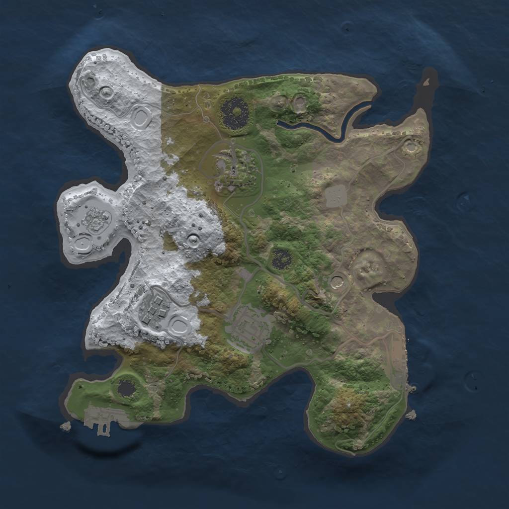 Rust Map: Procedural Map, Size: 2500, Seed: 473469021, 12 Monuments