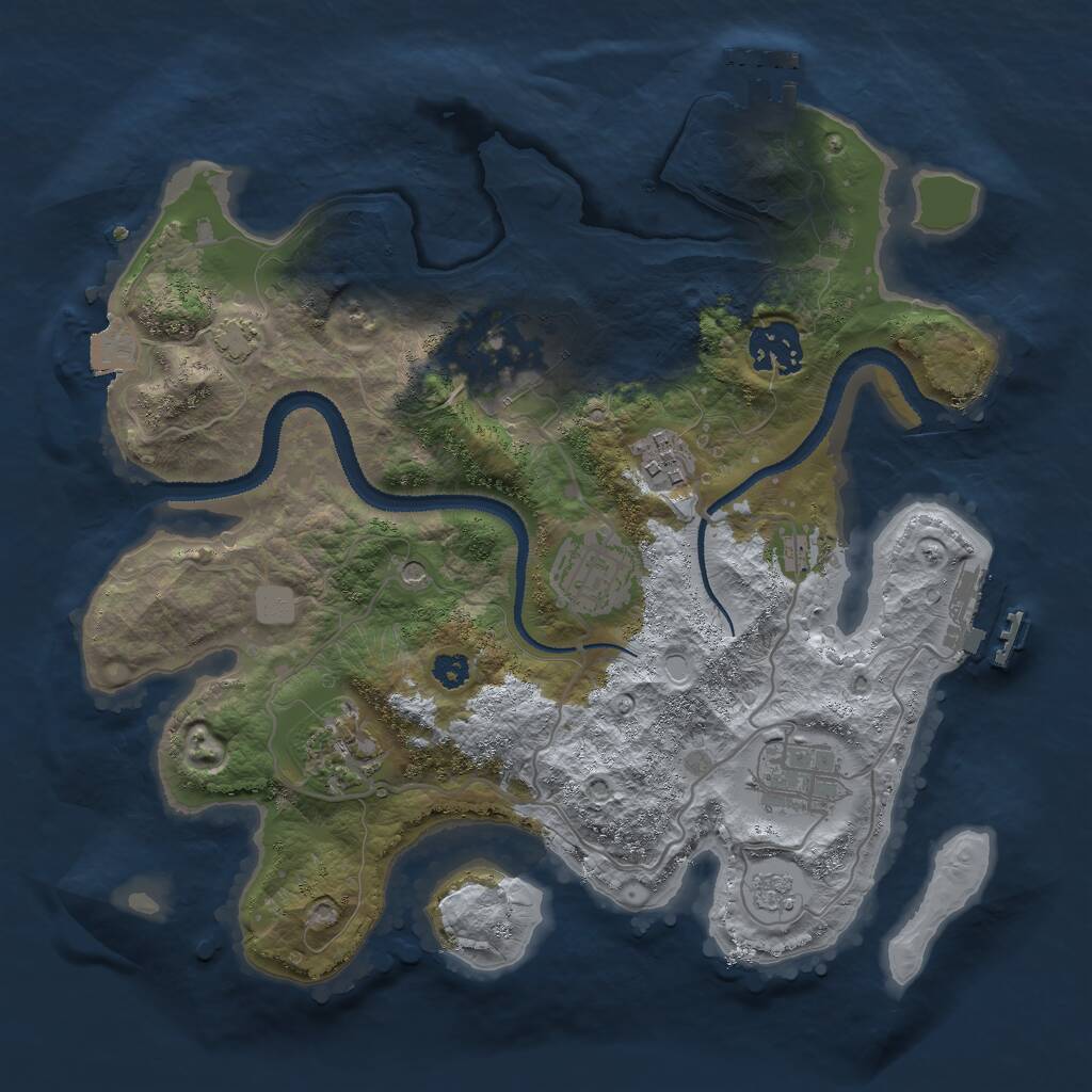 Rust Map: Procedural Map, Size: 3000, Seed: 442046449, 12 Monuments