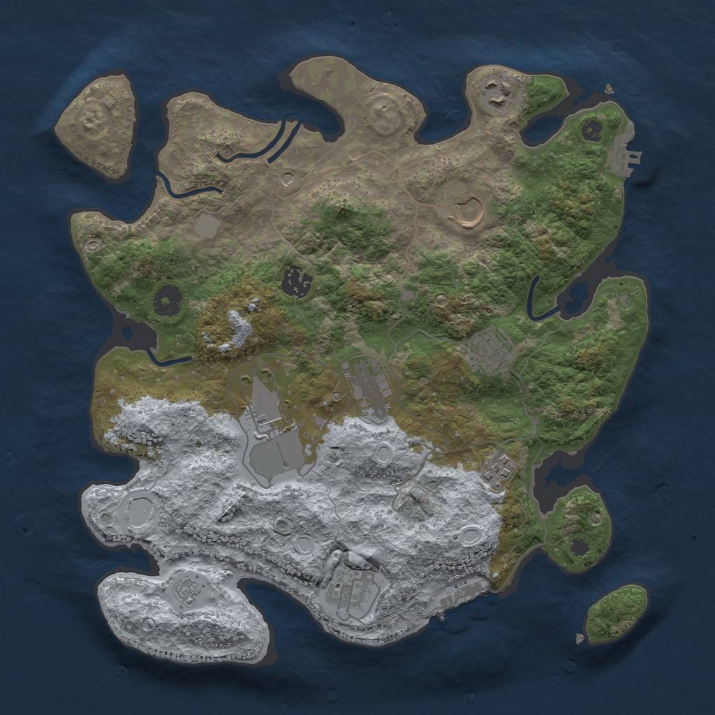 Rust Map: Procedural Map, Size: 3500, Seed: 133512208, 15 Monuments