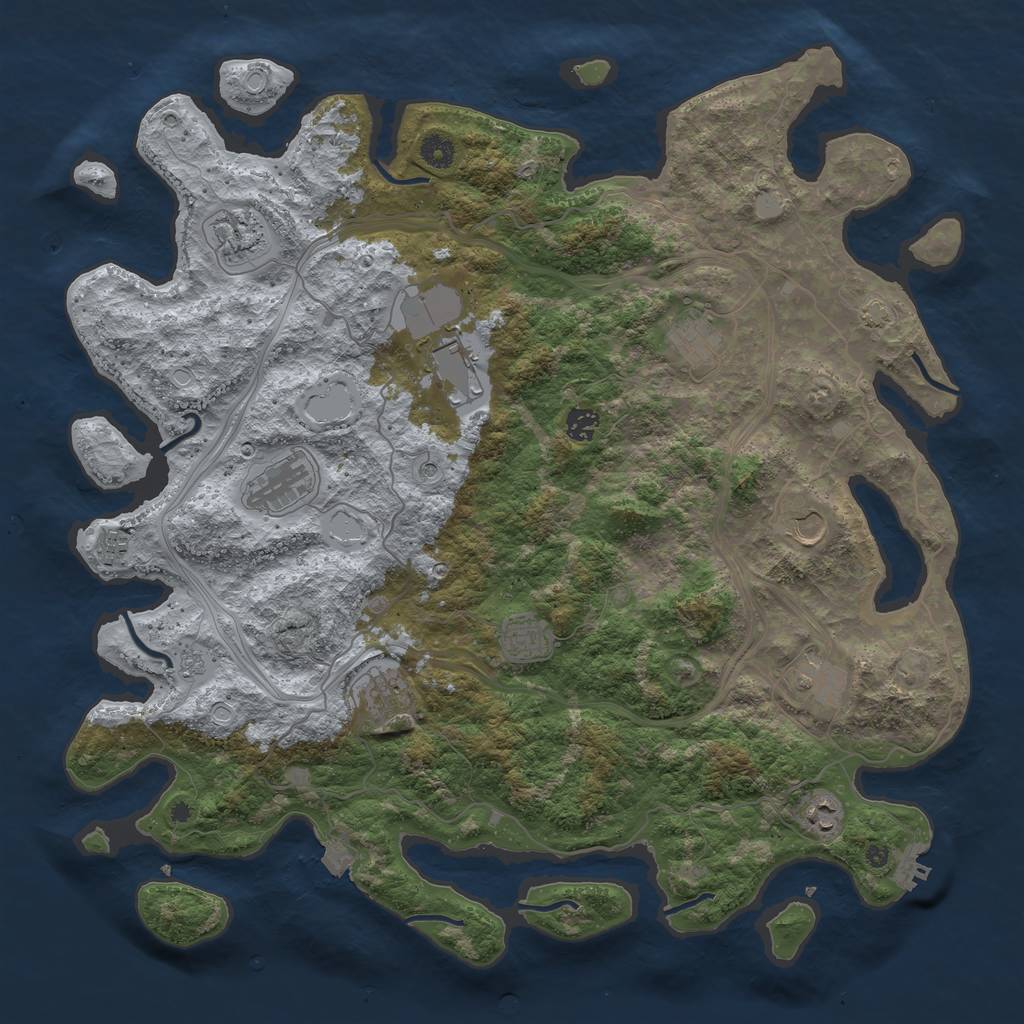 Rust Map: Procedural Map, Size: 4500, Seed: 1646053143, 18 Monuments
