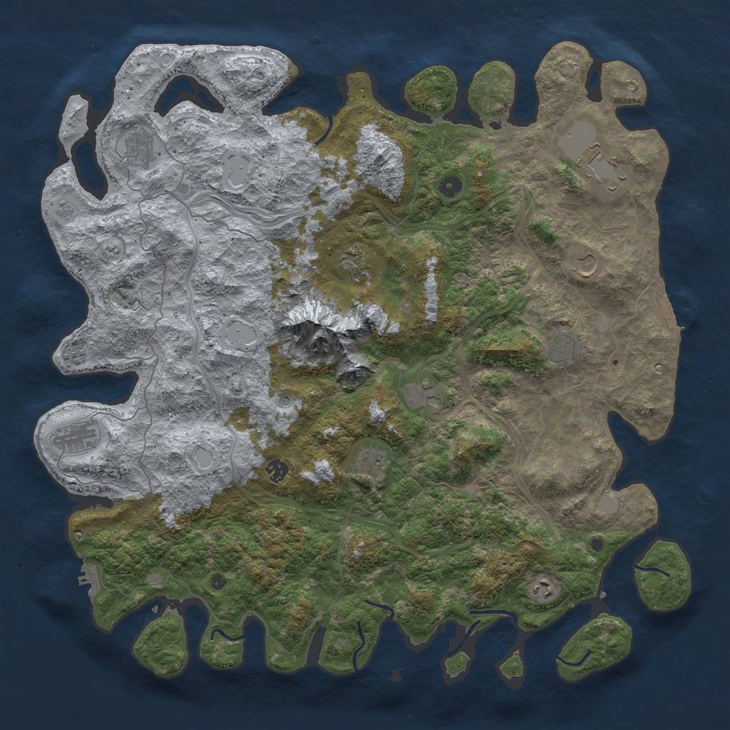 Rust Map: Procedural Map, Size: 5000, Seed: 115580790, 18 Monuments