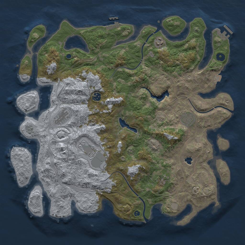 Rust Map: Procedural Map, Size: 4300, Seed: 636036251, 13 Monuments