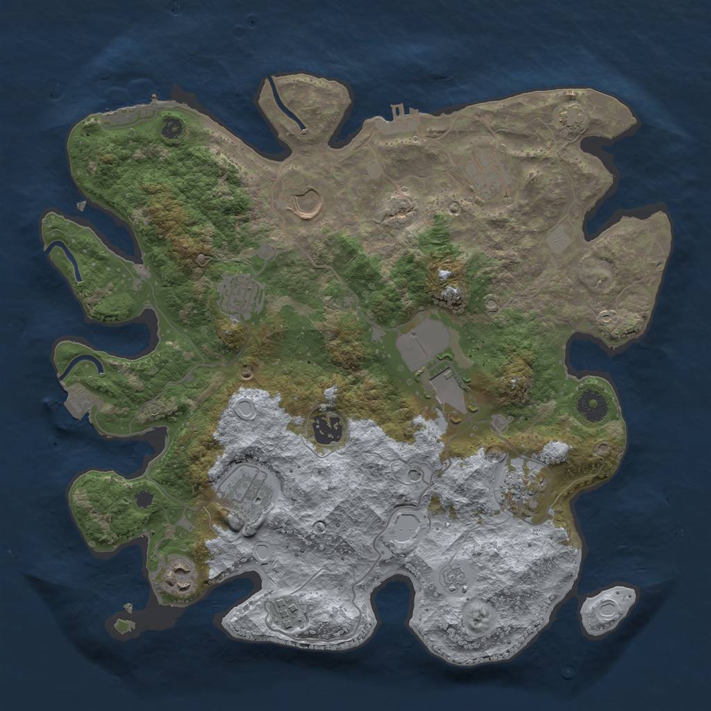 Rust Map: Procedural Map, Size: 3500, Seed: 721038318, 17 Monuments