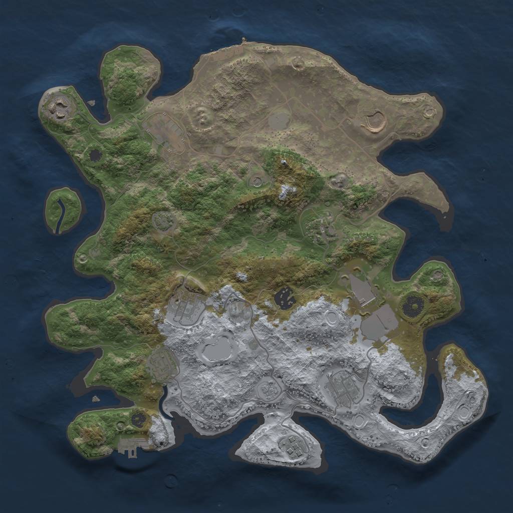 Rust Map: Procedural Map, Size: 3600, Seed: 1289583311, 18 Monuments
