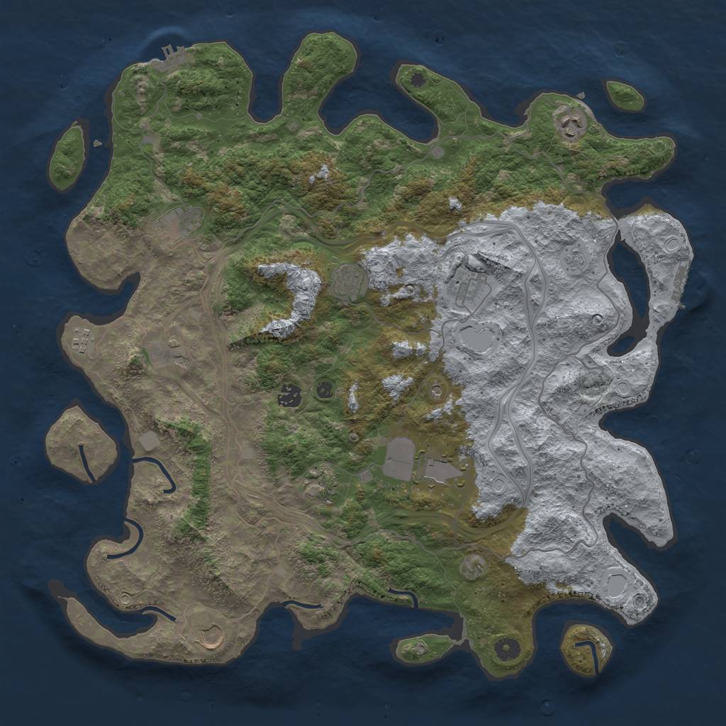 Rust Map: Procedural Map, Size: 4500, Seed: 283722122, 17 Monuments
