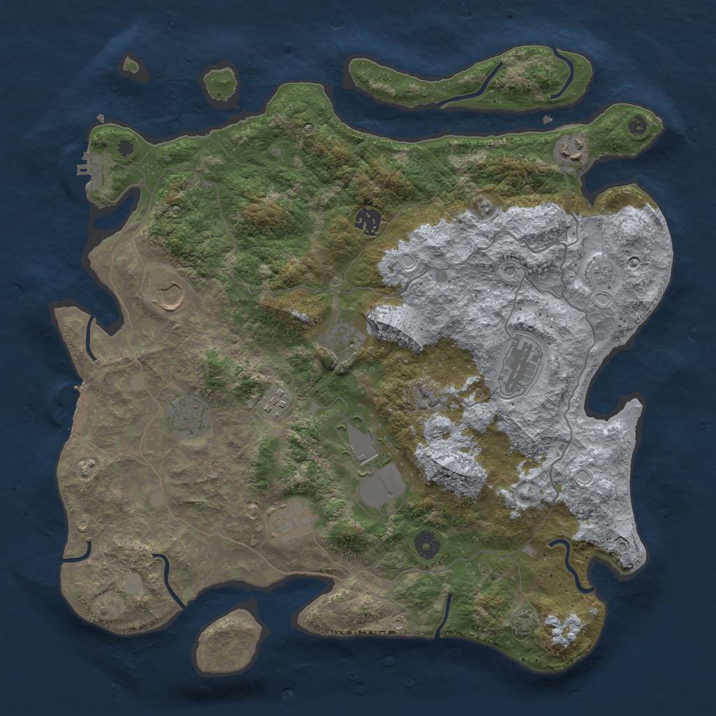 Rust Map: Procedural Map, Size: 4050, Seed: 47736458, 17 Monuments