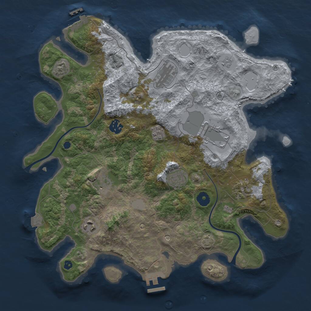 Rust Map: Procedural Map, Size: 3500, Seed: 852149969, 14 Monuments