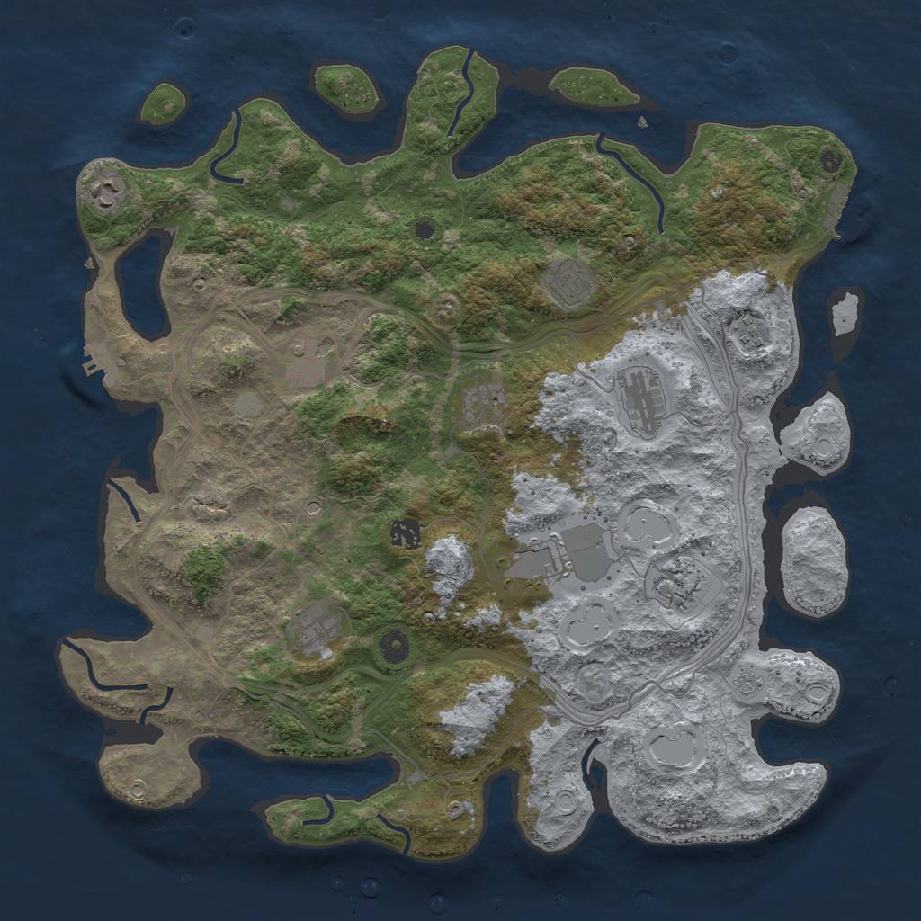 Rust Map: Procedural Map, Size: 4300, Seed: 130270832, 17 Monuments