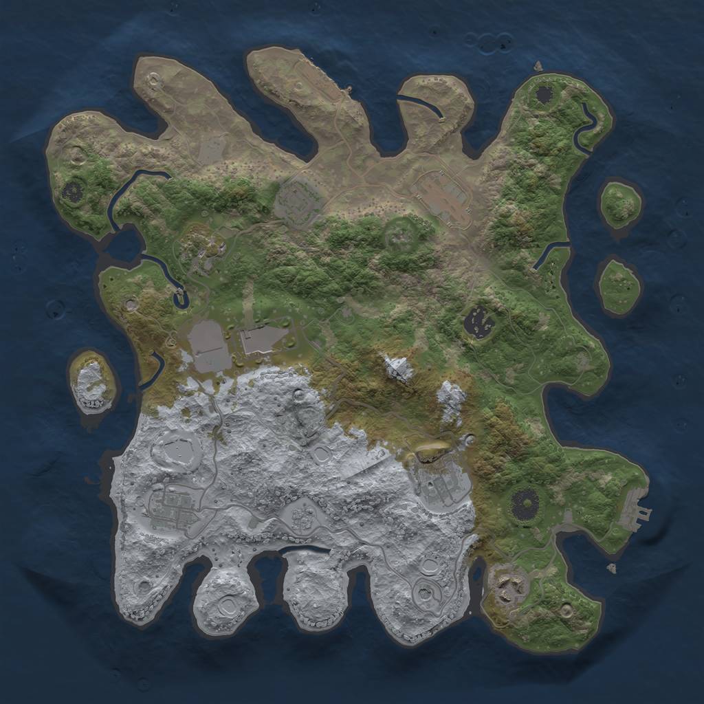 Rust Map: Procedural Map, Size: 3500, Seed: 47329, 15 Monuments