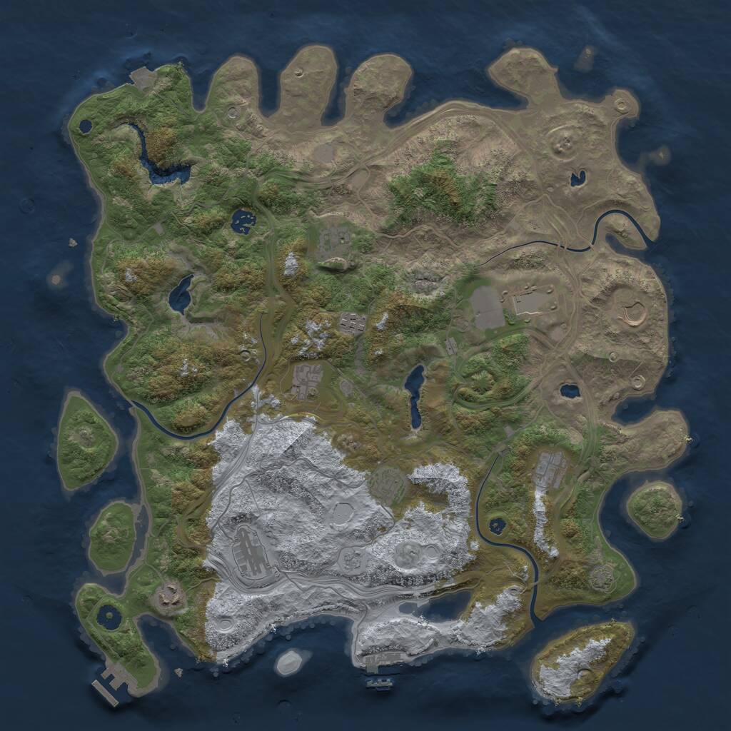 Rust Map: Procedural Map, Size: 4500, Seed: 760687430, 16 Monuments
