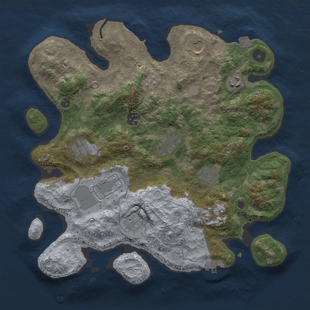 Rust Map: Procedural Map, Size: 3500, Seed: 1966669748, 17 Monuments