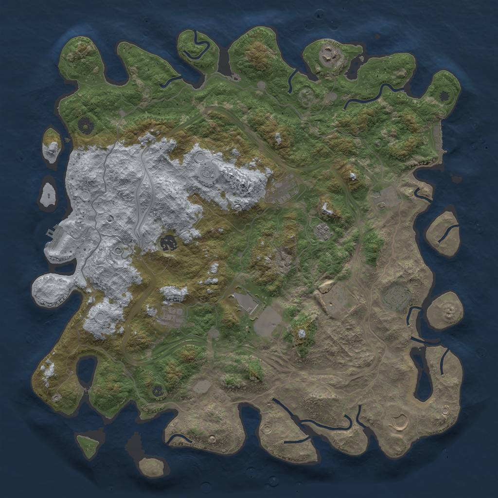Rust Map: Procedural Map, Size: 4500, Seed: 1010900810, 17 Monuments