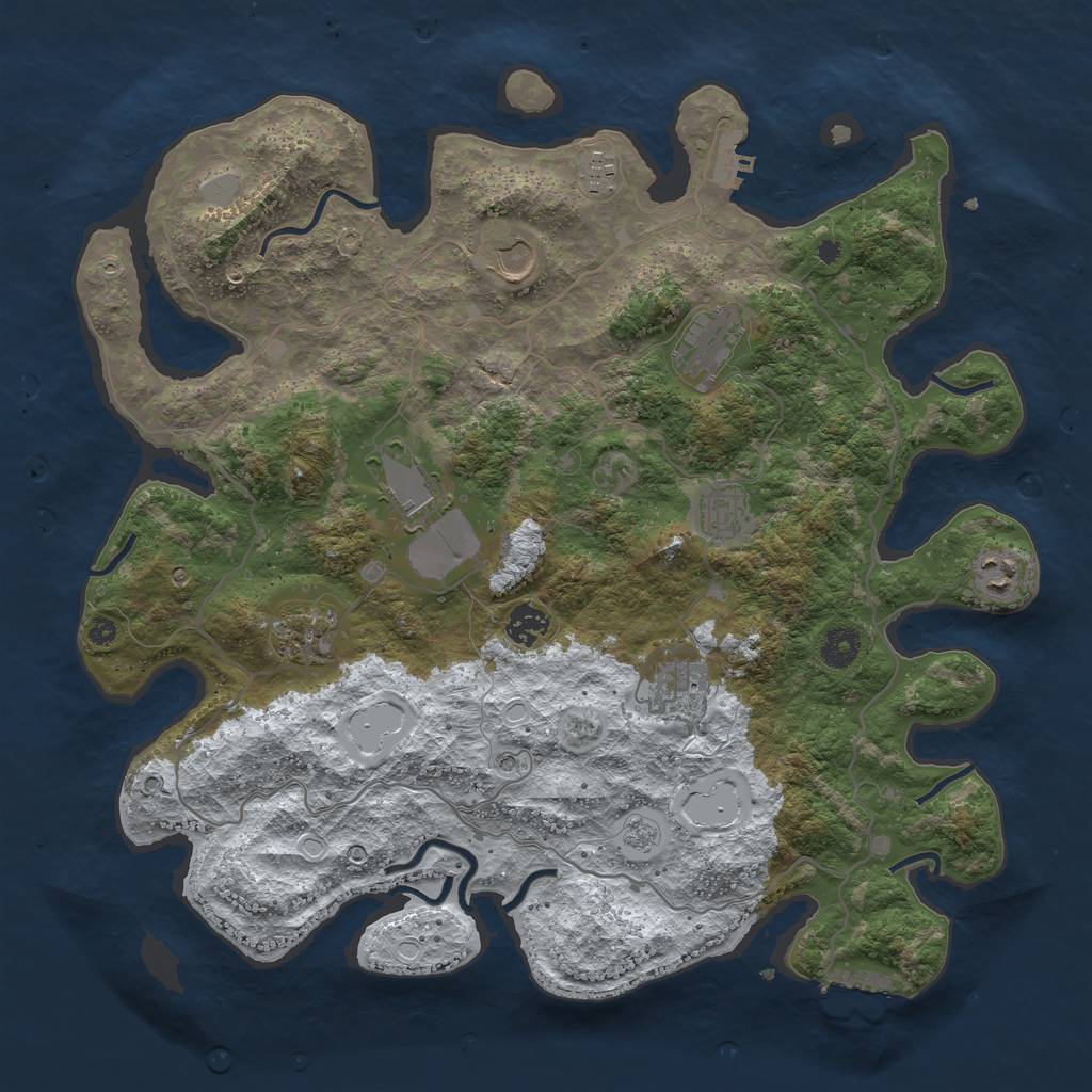 Rust Map: Procedural Map, Size: 4000, Seed: 11262013, 18 Monuments