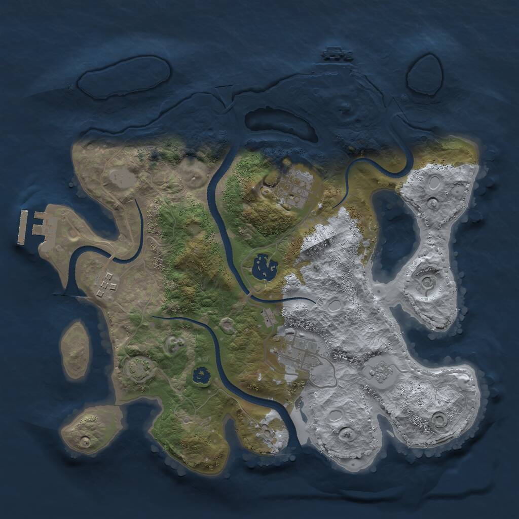 Rust Map: Procedural Map, Size: 3000, Seed: 2068117738, 10 Monuments