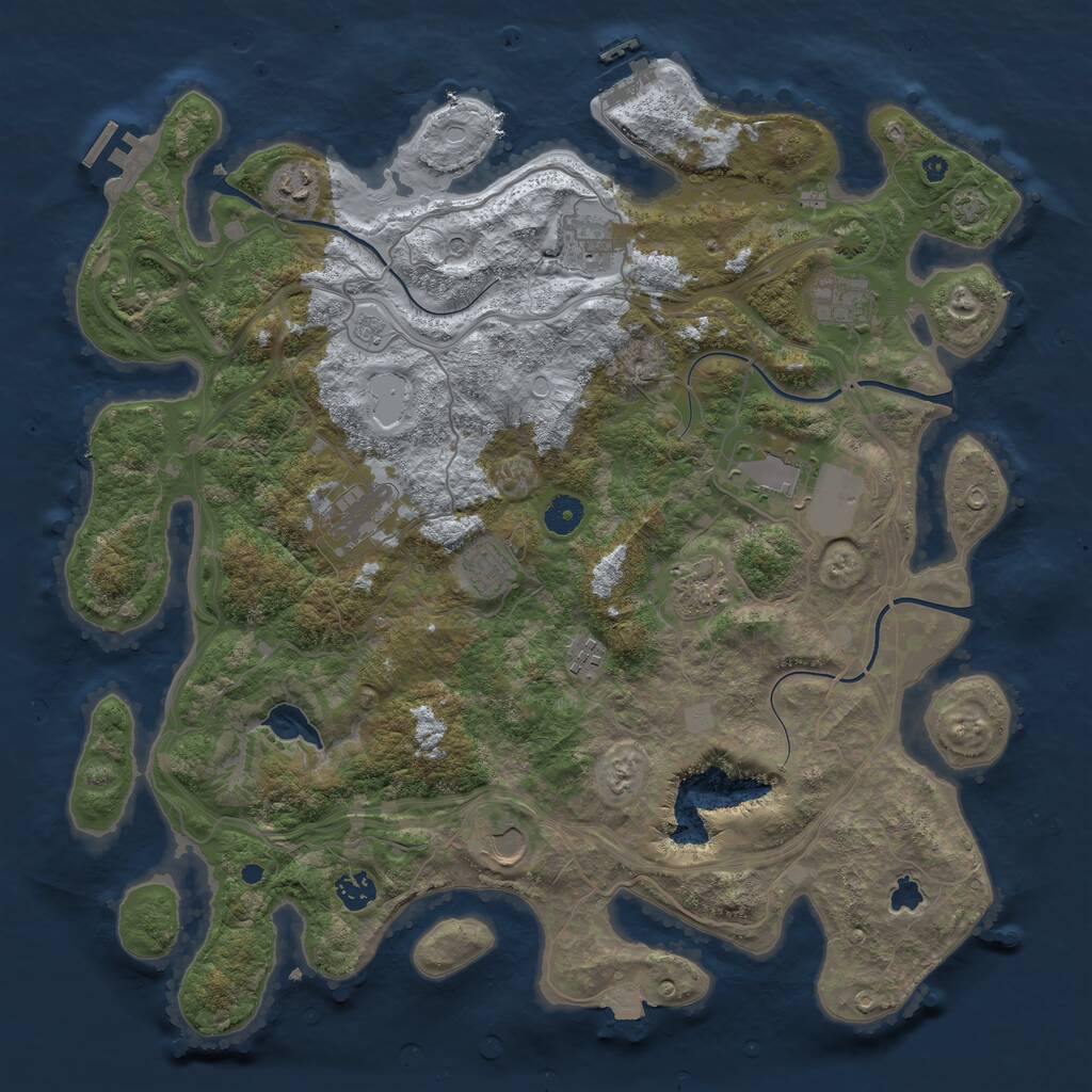 Rust Map: Procedural Map, Size: 4250, Seed: 736614, 16 Monuments