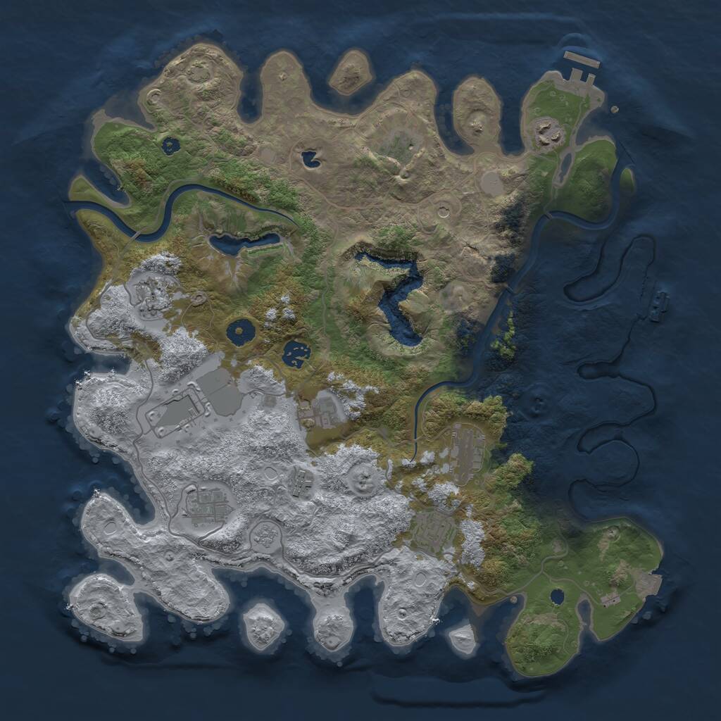 Rust Map: Procedural Map, Size: 4000, Seed: 344327731, 16 Monuments