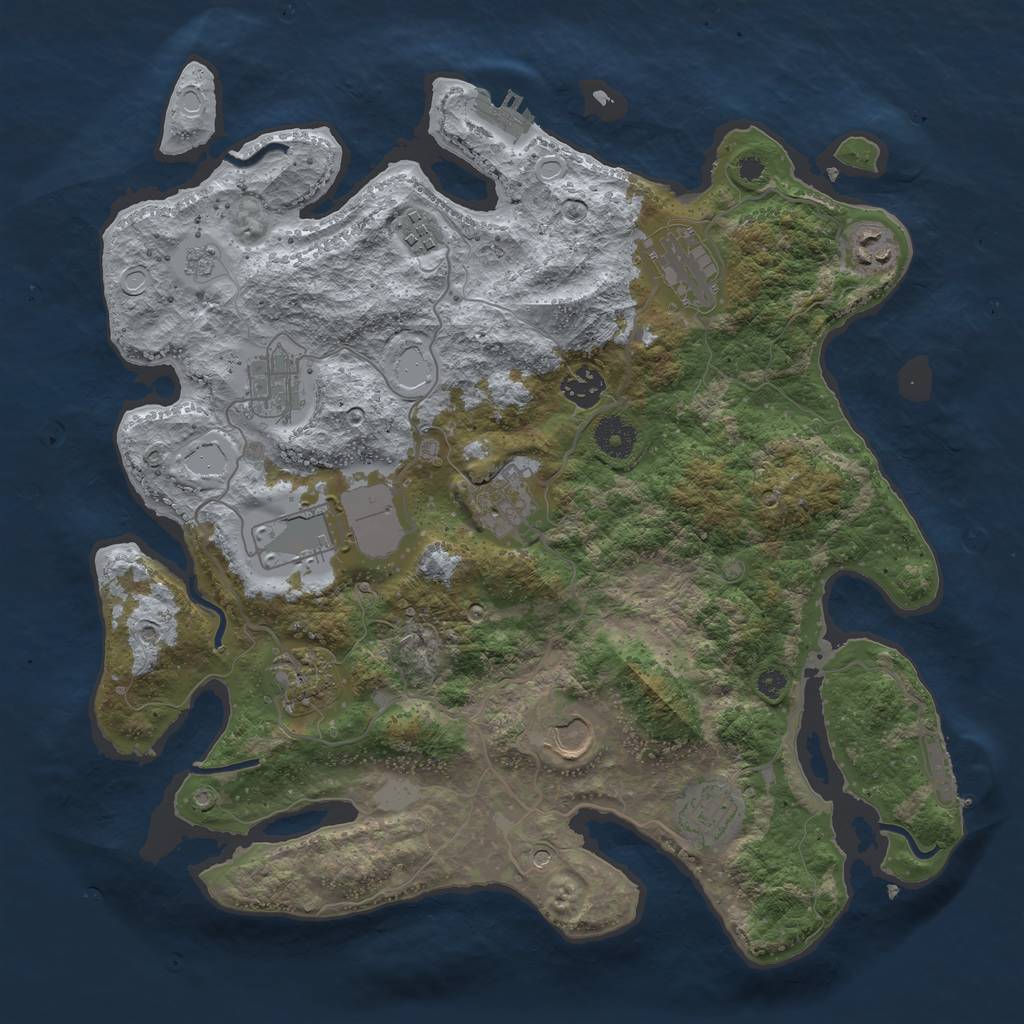 Rust Map: Procedural Map, Size: 3700, Seed: 1503434866, 17 Monuments