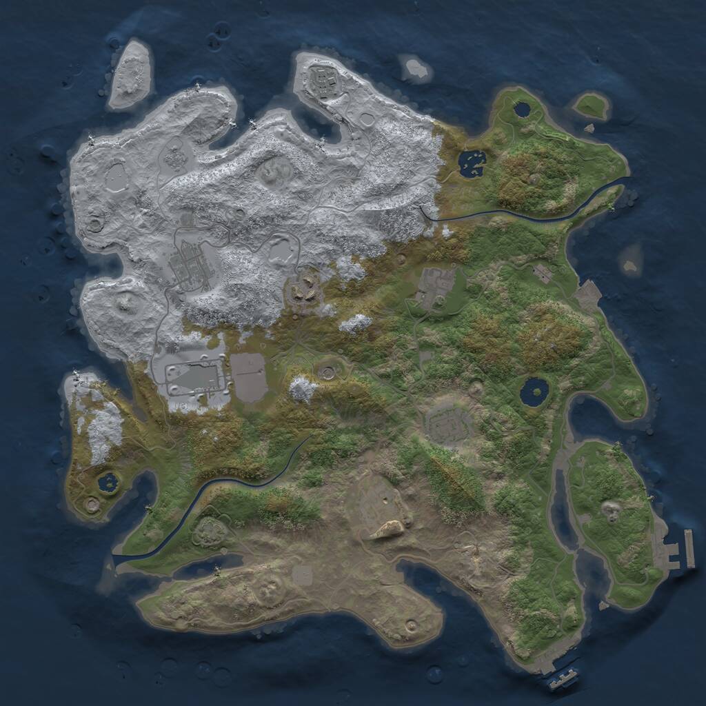 Rust Map: Procedural Map, Size: 3700, Seed: 1503434866, 14 Monuments