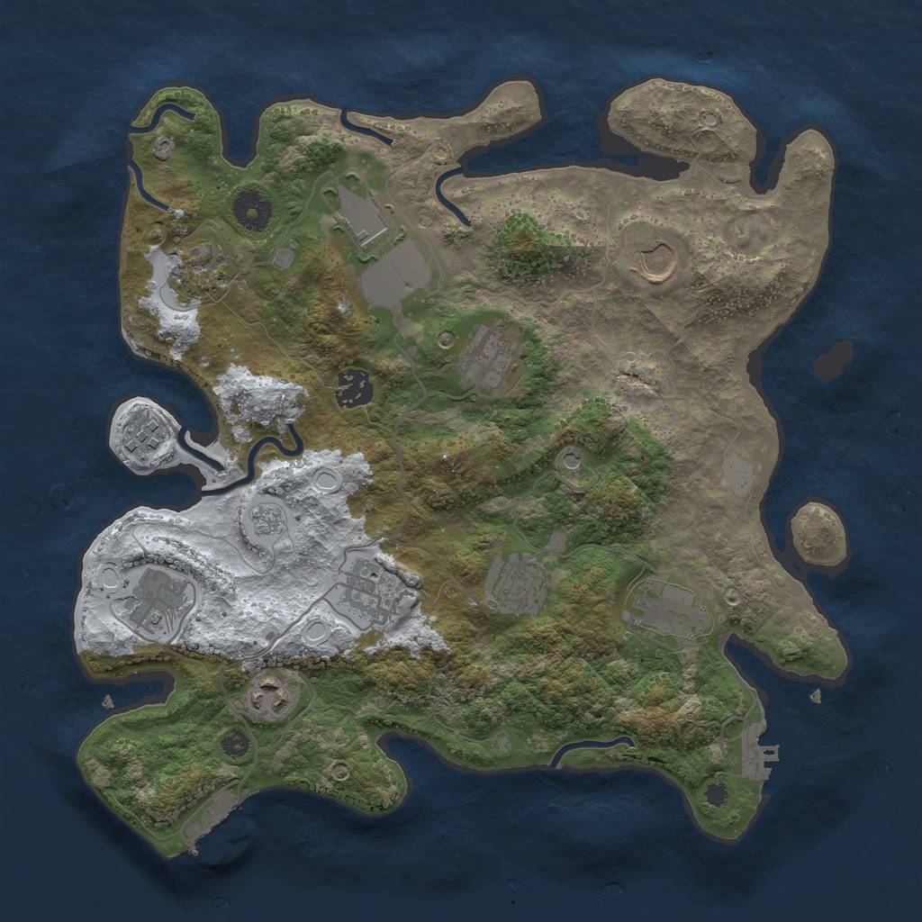 Rust Map: Procedural Map, Size: 3500, Seed: 546480182, 20 Monuments