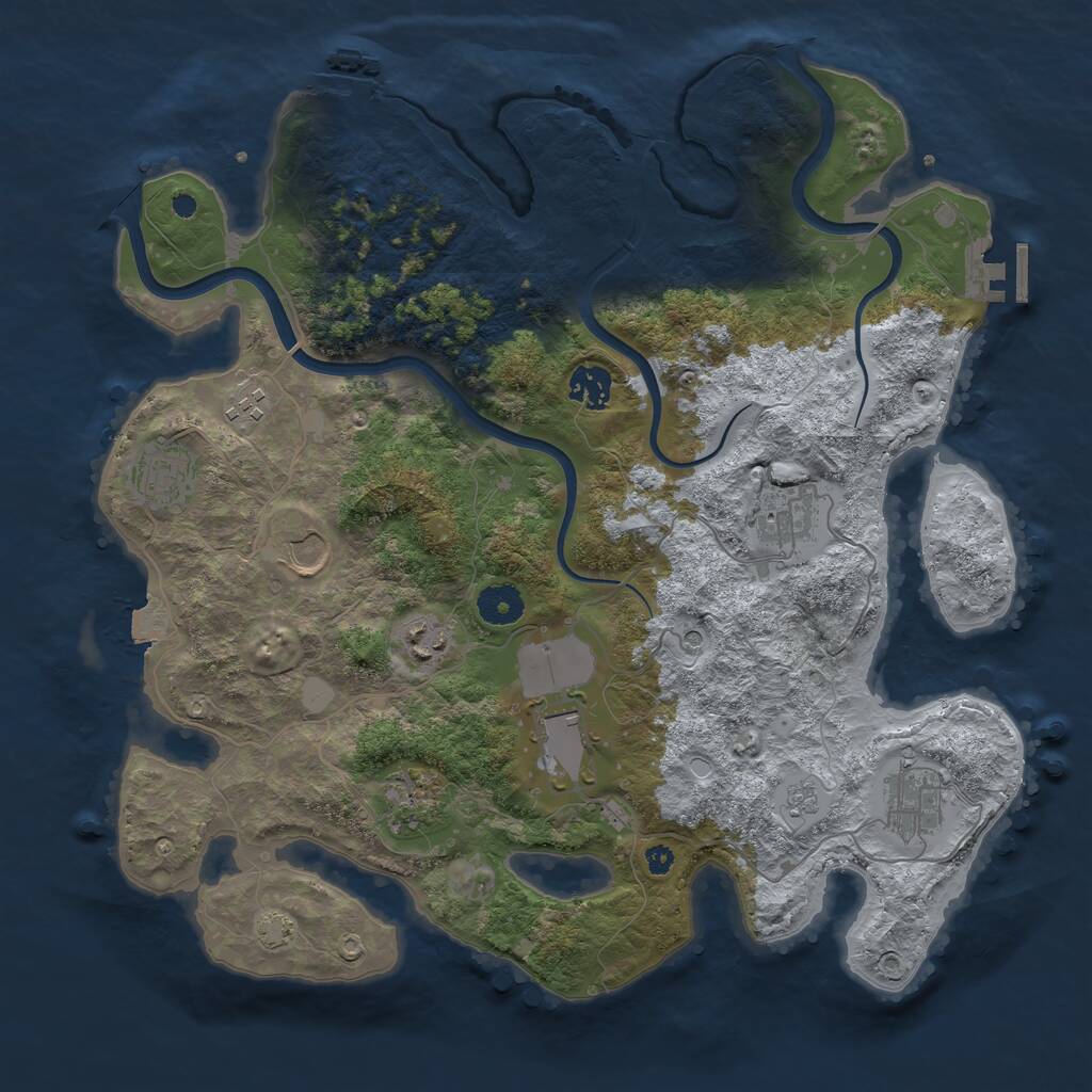 Rust Map: Procedural Map, Size: 3750, Seed: 1820714559, 15 Monuments