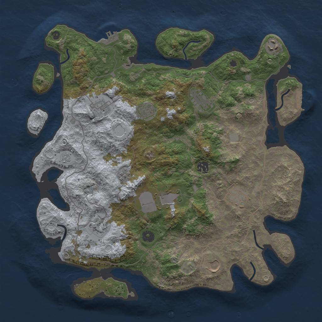 Rust Map: Procedural Map, Size: 4000, Seed: 1698864764, 17 Monuments