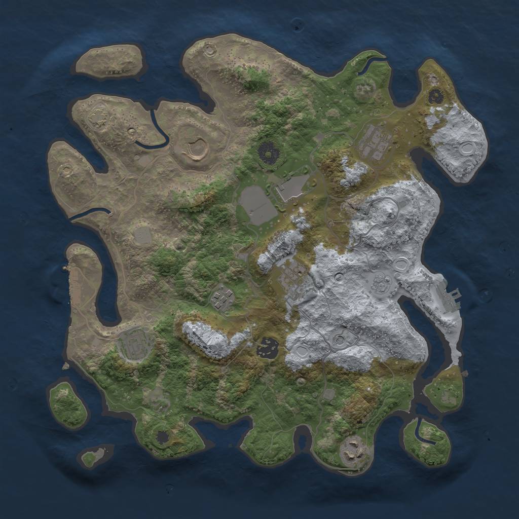 Rust Map: Procedural Map, Size: 3500, Seed: 378965304, 16 Monuments