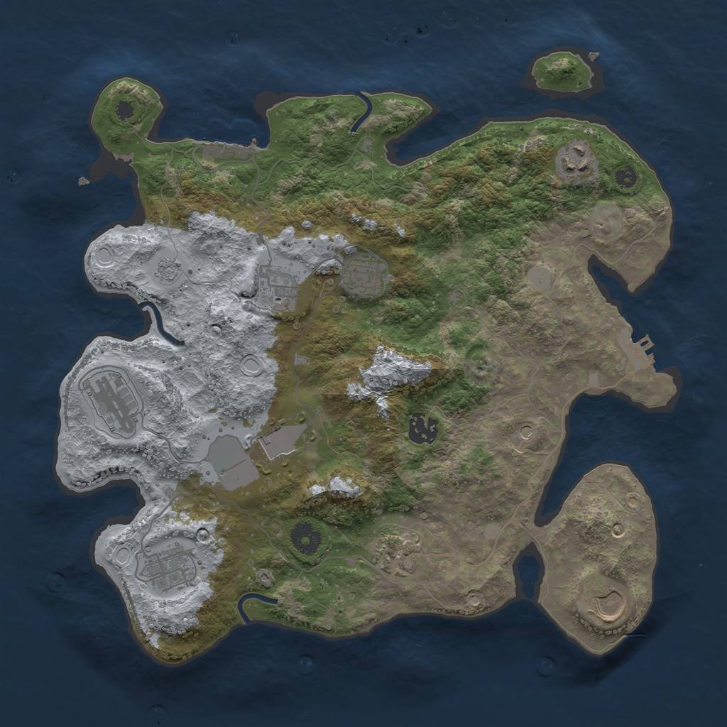 Rust Map: Procedural Map, Size: 3500, Seed: 9921793, 16 Monuments
